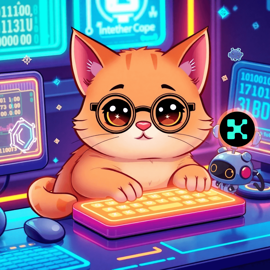 art-Neon Coder Cat